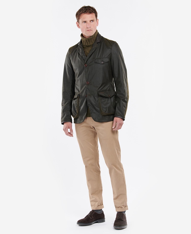 Chaqueta Encerada Barbour Beacon Sports Hombre Verde Oliva | 218950-CTY