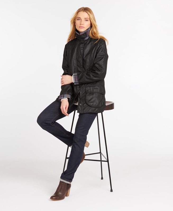 Chaqueta Encerada Barbour Beadnell® Mujer Negras | 571632-VYX