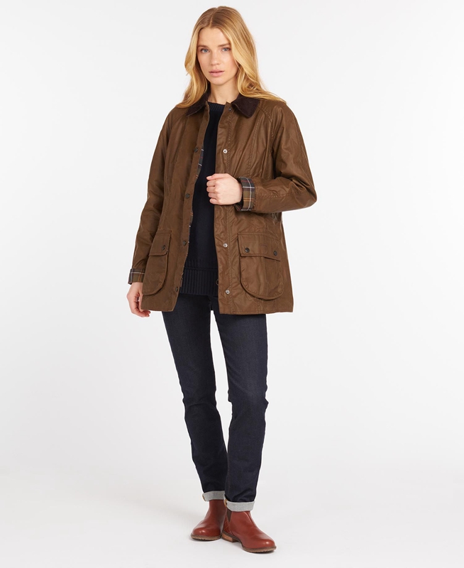 Chaqueta Encerada Barbour Beadnell® Mujer Marrones | 682934-FIC