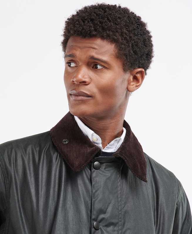 Chaqueta Encerada Barbour Border® Hombre Negras | 049378-TQW