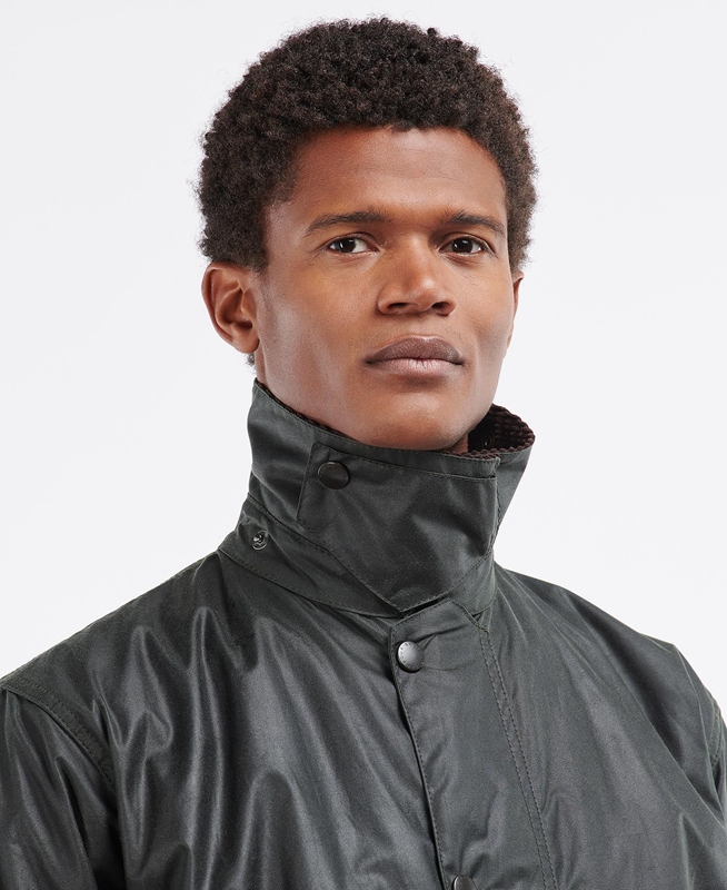 Chaqueta Encerada Barbour Border® Hombre Negras | 049378-TQW