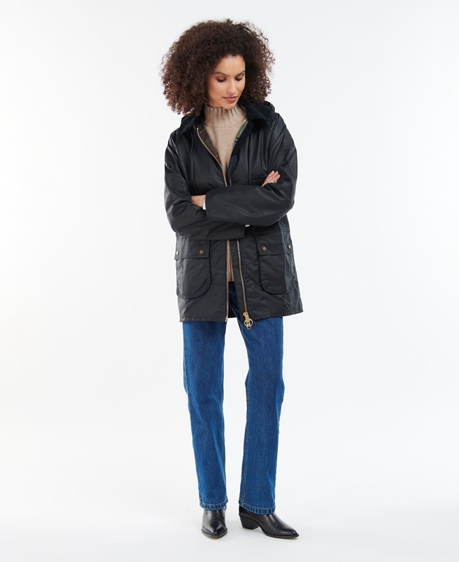 Chaqueta Encerada Barbour Highclere Mujer Negras | 681450-IZN