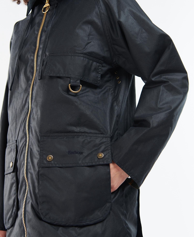 Chaqueta Encerada Barbour Highclere Mujer Negras | 681450-IZN