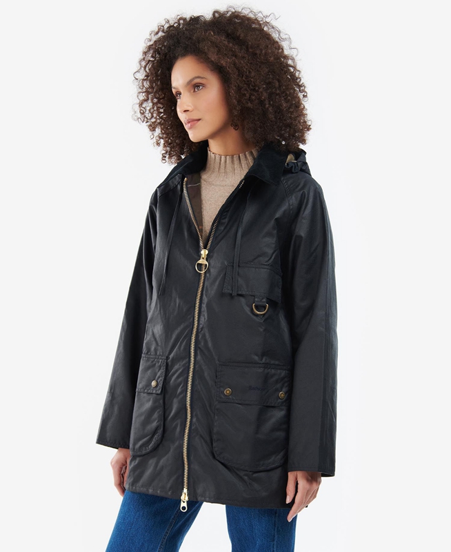 Chaqueta Encerada Barbour Highclere Mujer Negras | 681450-IZN