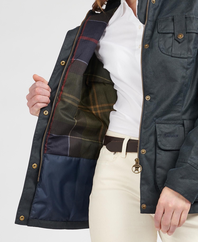 Chaqueta Encerada Barbour Invierno Defence Mujer Azules | 762108-LOX