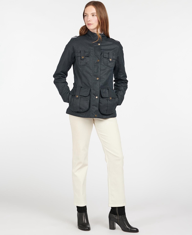 Chaqueta Encerada Barbour Invierno Defence Mujer Azules | 762108-LOX