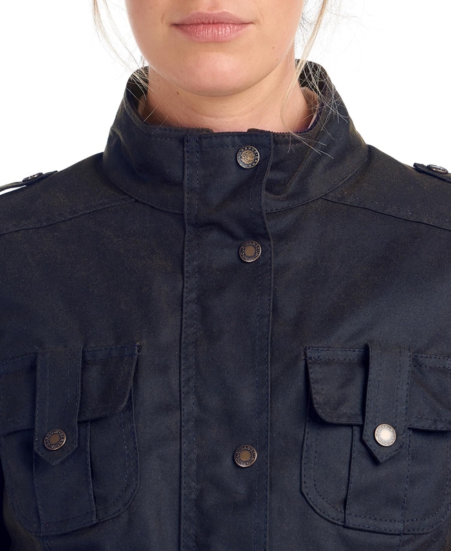 Chaqueta Encerada Barbour Invierno Defence Mujer Azules | 762108-LOX