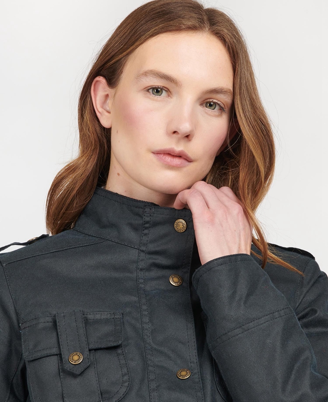 Chaqueta Encerada Barbour Invierno Defence Mujer Azules | 762108-LOX