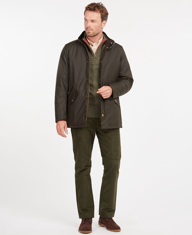 Chaqueta Encerada Barbour Prestbury Hombre Verde Oliva | 048517-AGF