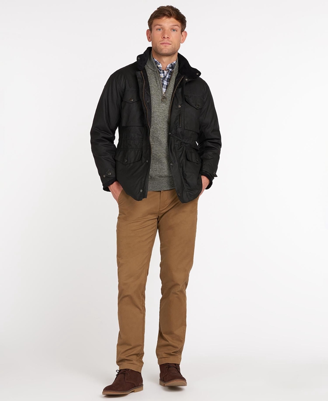 Chaqueta Encerada Barbour Sapper Hombre Negras | 239185-FZM