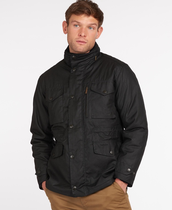 Chaqueta Encerada Barbour Sapper Hombre Negras | 239185-FZM