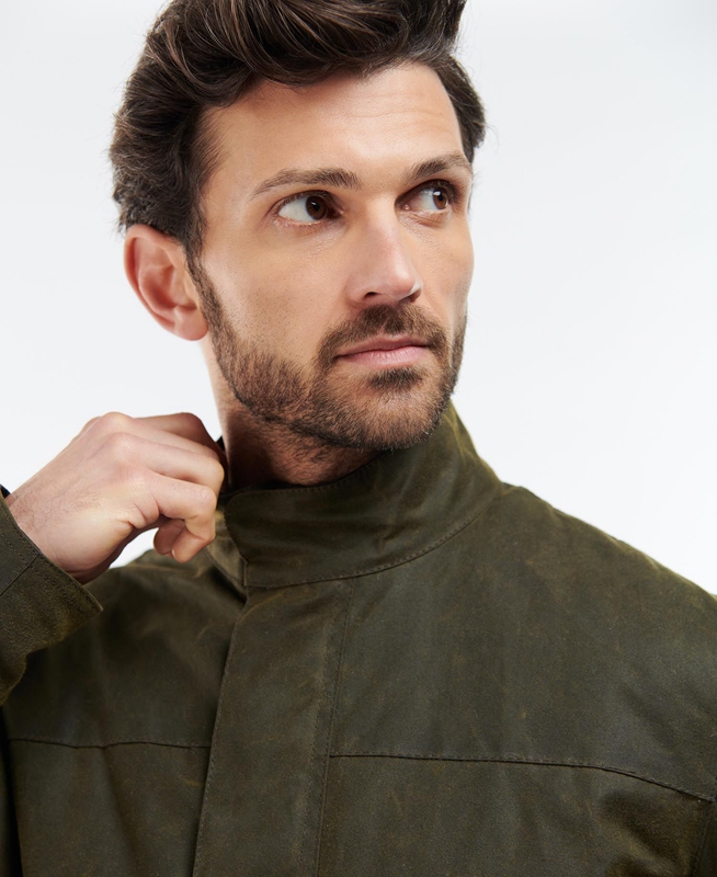 Chaqueta Encerada Barbour Sheldon Hombre Verde Oliva | 780945-LDN