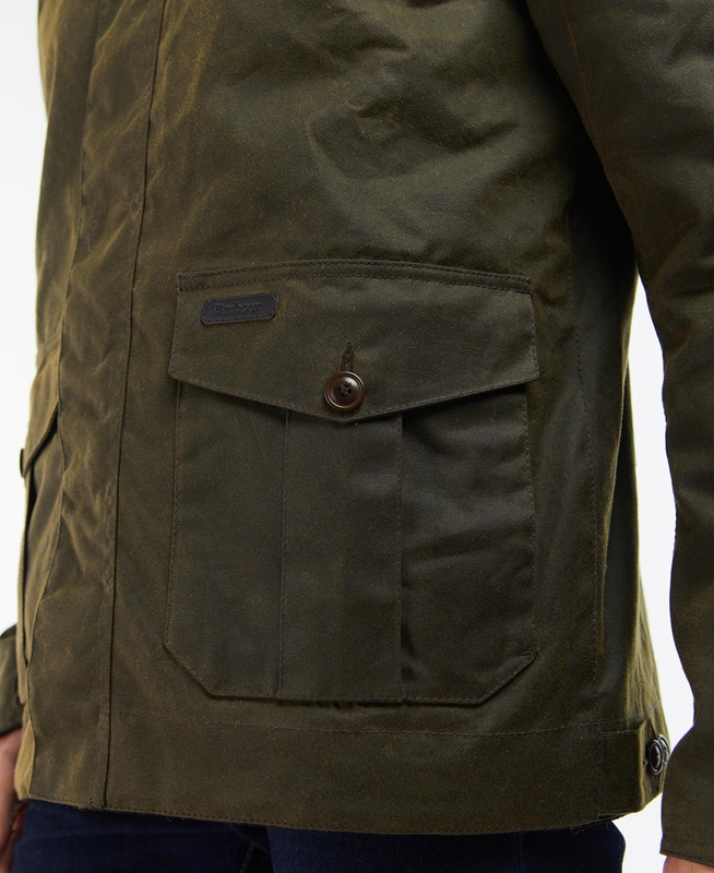 Chaqueta Encerada Barbour Sheldon Hombre Verde Oliva | 780945-LDN