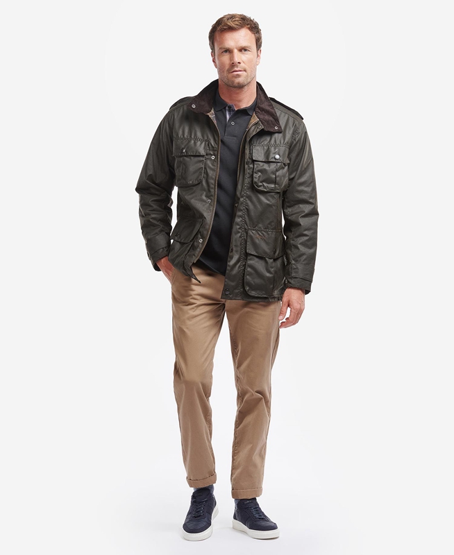 Chaqueta Encerada Barbour Trooper Hombre Verde Oliva | 308965-LSG