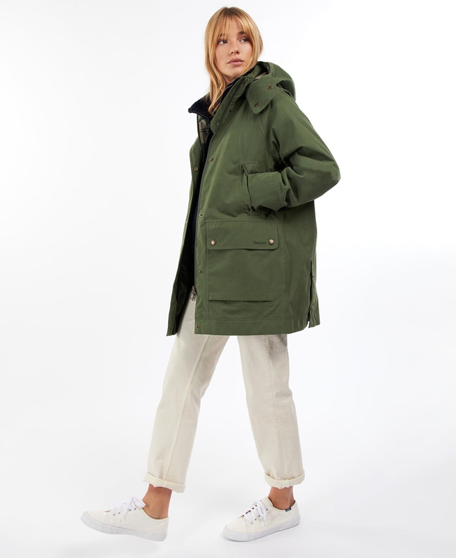 Chaqueta Impermeable Barbour Clary Mujer Verde | 314086-AEC