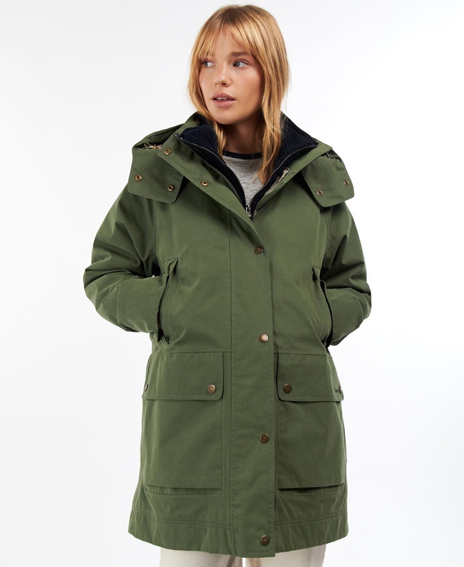 Chaqueta Impermeable Barbour Clary Mujer Verde | 314086-AEC