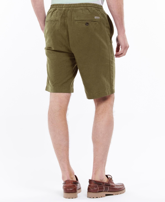 Pantalon Barbour Linen Algodon Mix Hombre Verde | 273598-SUD
