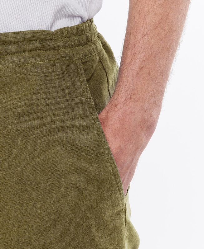 Pantalon Barbour Linen Algodon Mix Hombre Verde | 273598-SUD