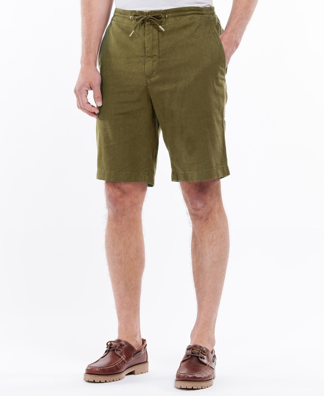 Pantalon Barbour Linen Algodon Mix Hombre Verde | 273598-SUD