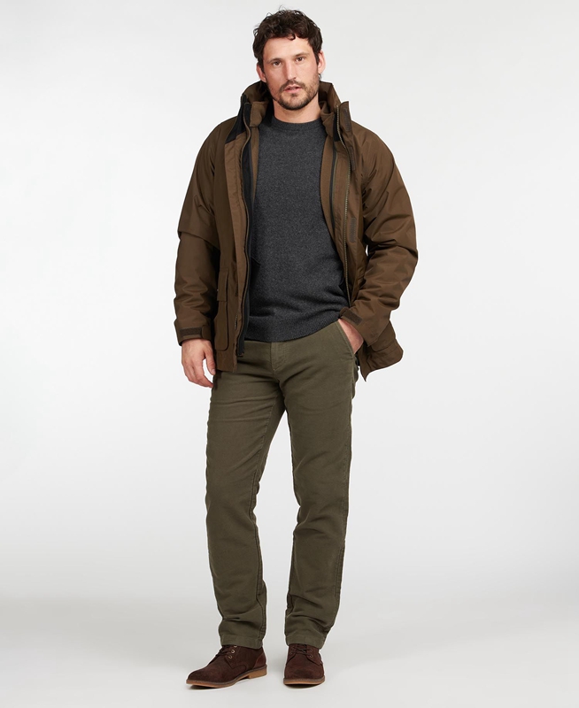 Pantalon Barbour Neuston Moleskin Trouser Hombre Verde Oliva | 820175-MVJ