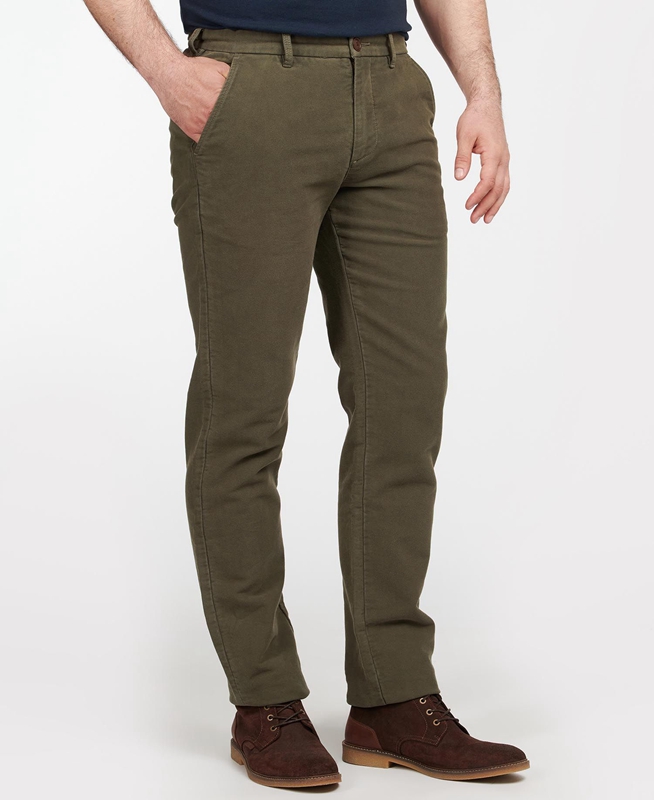 Pantalon Barbour Neuston Moleskin Trouser Hombre Verde Oliva | 820175-MVJ