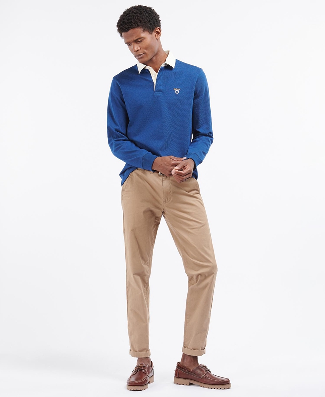 Polo shirts Barbour Crest Rugby Top Hombre Azules | 258619-HVJ