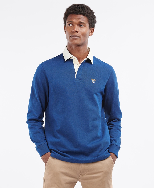 Polo shirts Barbour Crest Rugby Top Hombre Azules | 258619-HVJ
