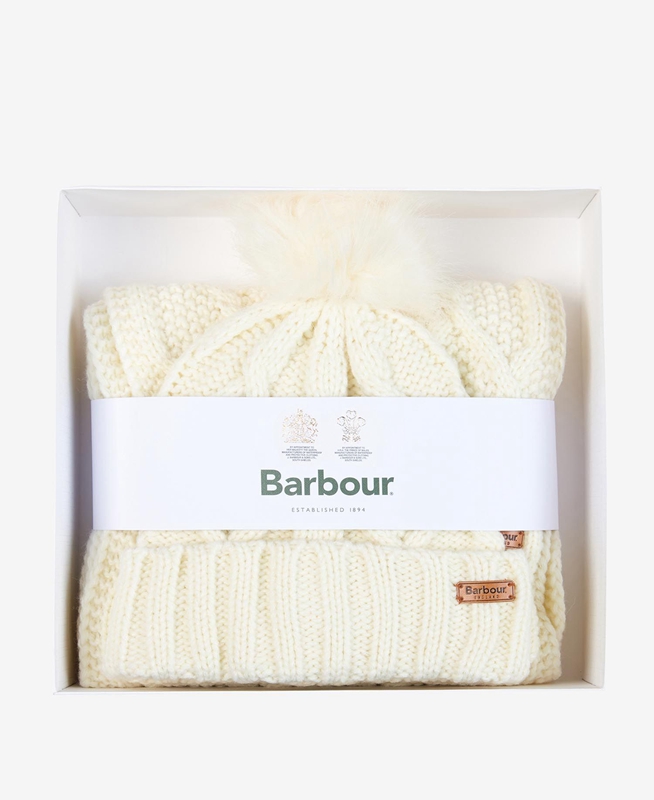 Sombreros Barbour ridley beanie and scarf Mujer Creme | 864325-ZRX