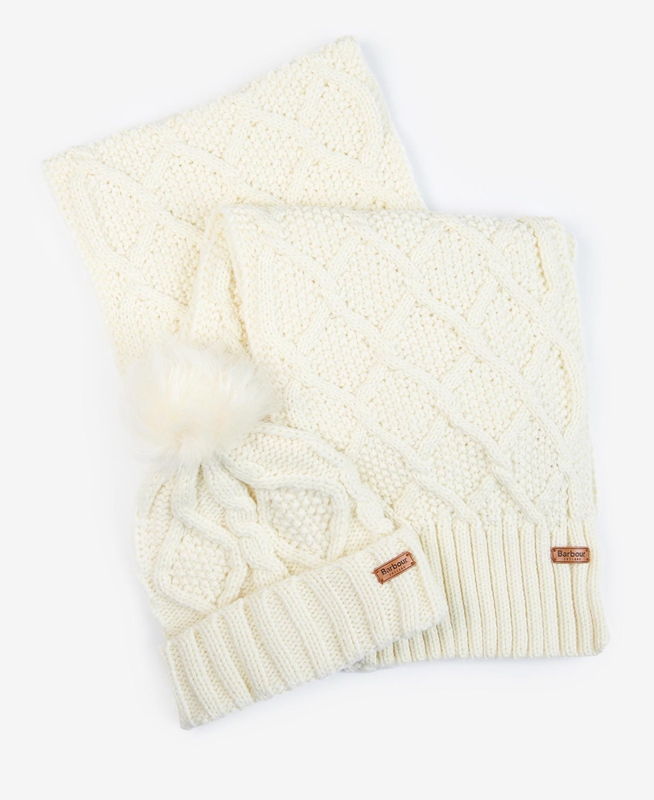 Sombreros Barbour ridley beanie and scarf Mujer Creme | 864325-ZRX