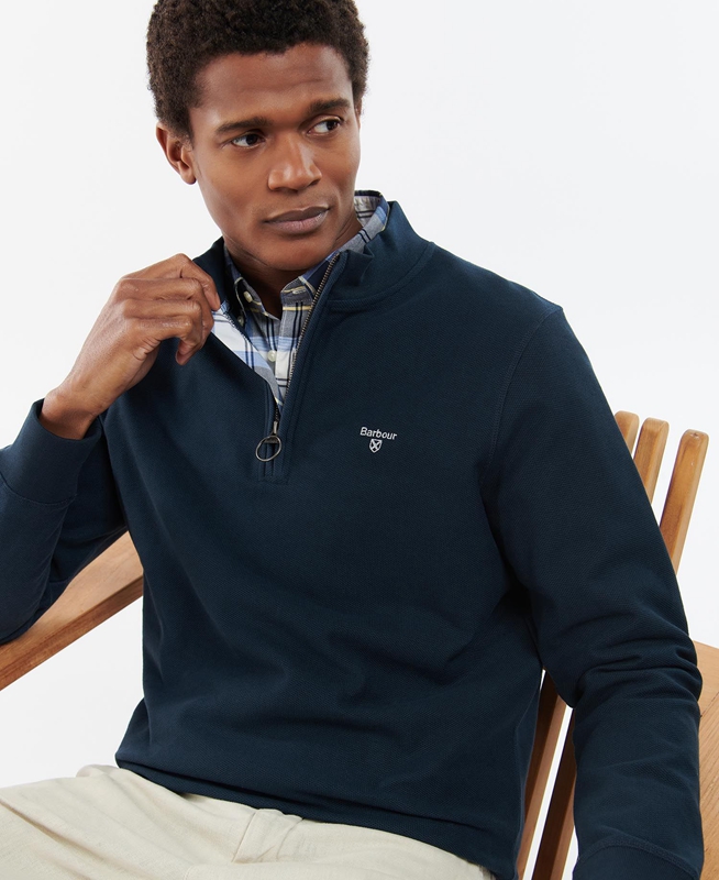 Sudaderas Barbour Rigg Half Zip Hombre Azules | 783209-HUX