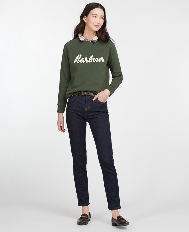 Sudaderas Barbour Sweatshirt Otterburn Mujer Verde Oliva | 290145-XCR