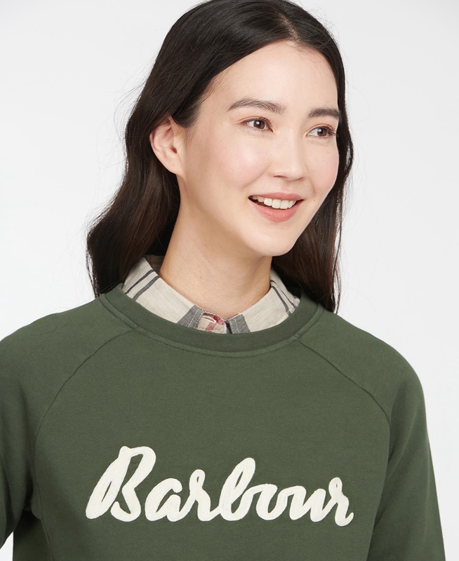Sudaderas Barbour Sweatshirt Otterburn Mujer Verde Oliva | 290145-XCR