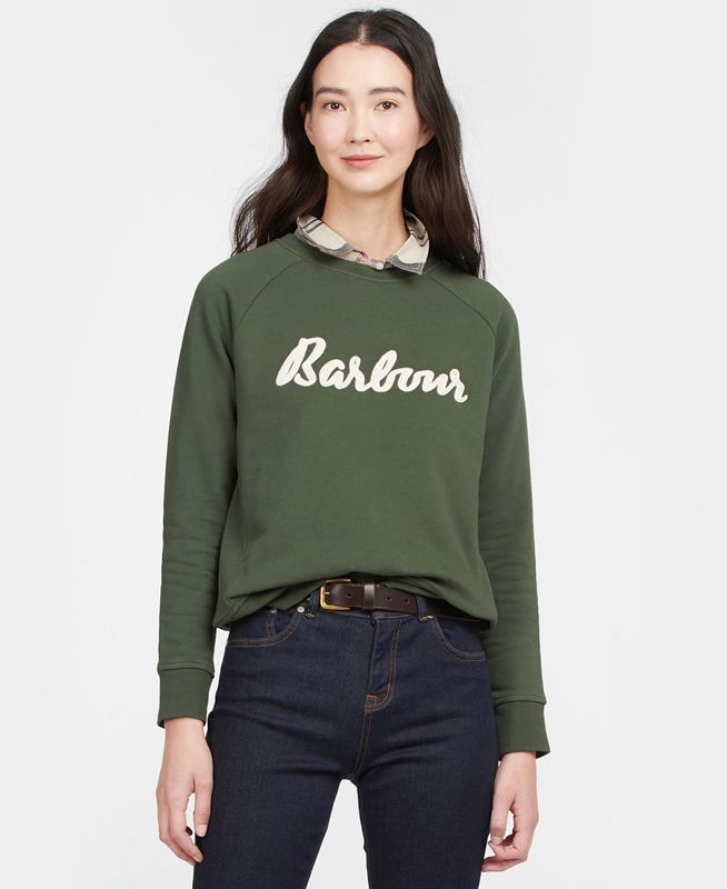 Sudaderas Barbour Sweatshirt Otterburn Mujer Verde Oliva | 290145-XCR