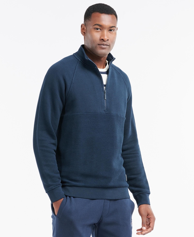 Sudaderas Barbour Wear Half Zip Hombre Azul Marino | 620837-GNY