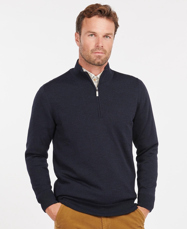 Suéteres Barbour Gamlan Half Zip Hombre Azules | 356809-HQO
