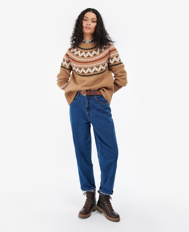 Suéteres Barbour Langford Knit Mujer Beige | 591428-VMW