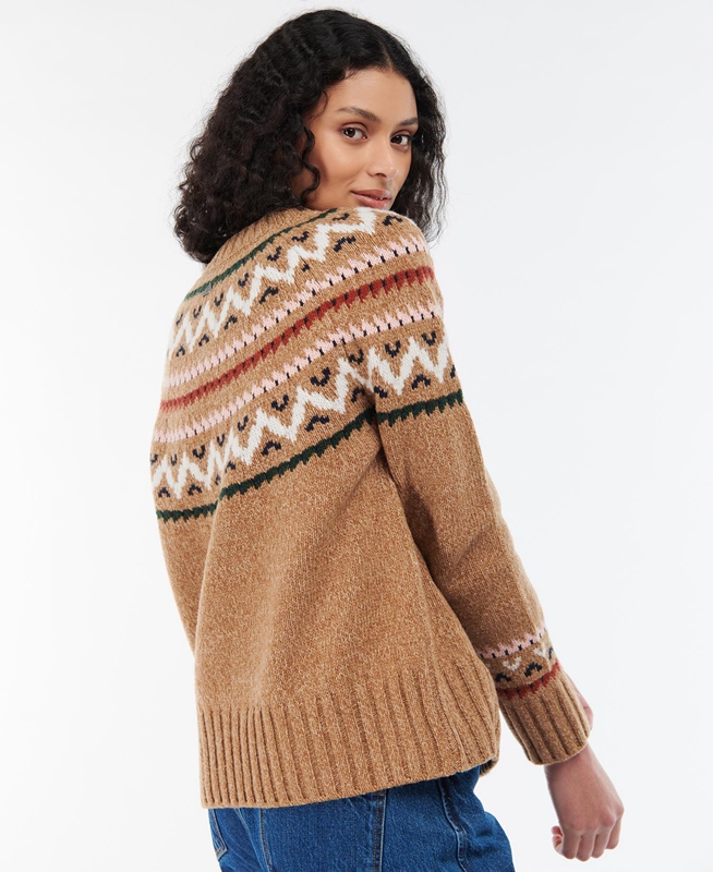 Suéteres Barbour Langford Knit Mujer Beige | 591428-VMW