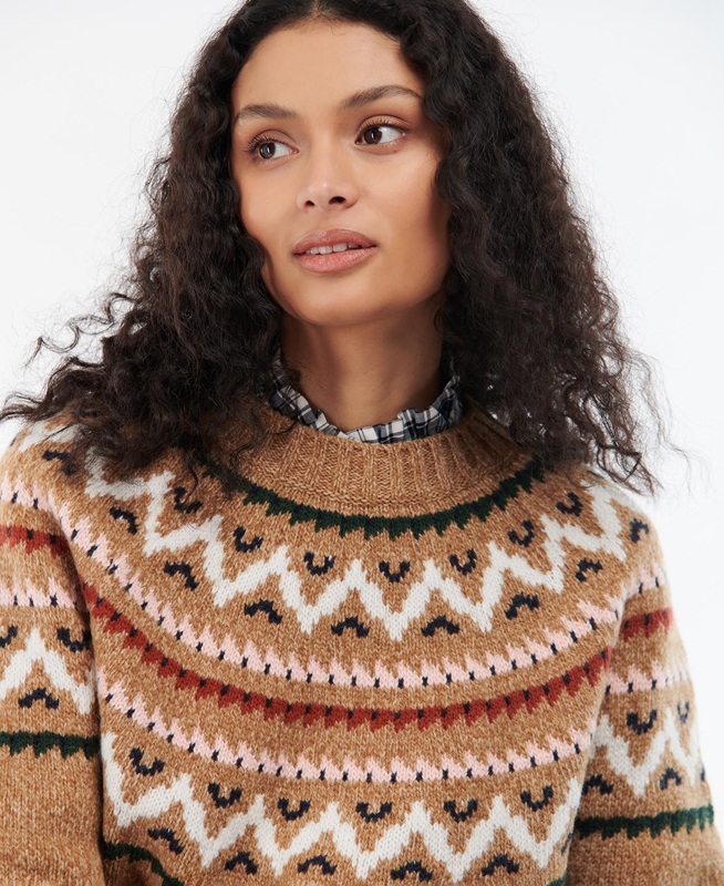 Suéteres Barbour Langford Knit Mujer Beige | 591428-VMW