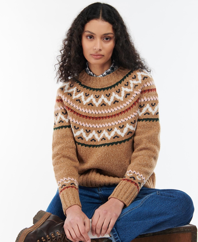 Suéteres Barbour Langford Knit Mujer Beige | 591428-VMW