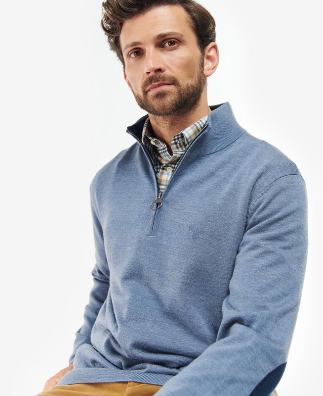Suéteres Barbour Loyton Merino Half Zip Hombre Beige | 356409-BOM