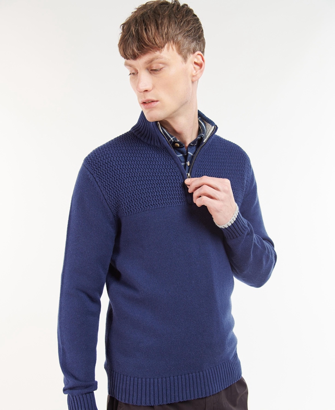Suéteres Barbour Shoal Half Zip Hombre Azules | 795612-DZY