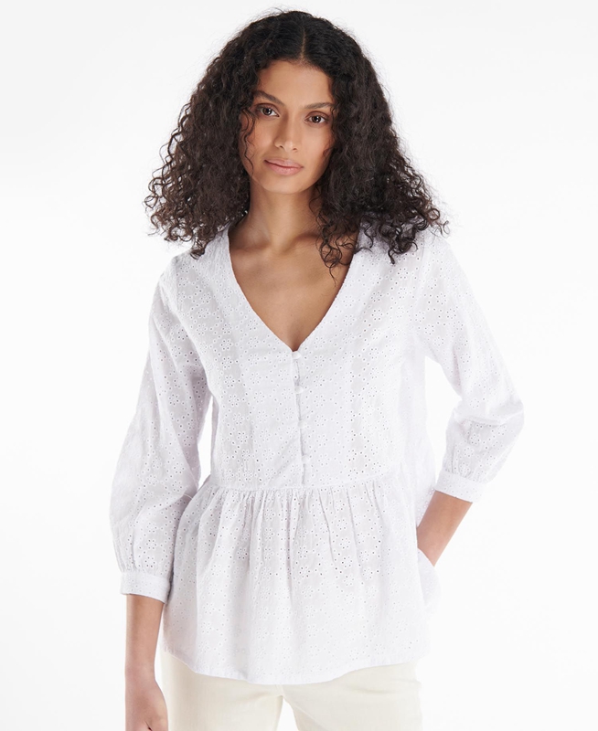 Camisas Barbour Bindweed Top Mujer Blancas | 834597-YPJ