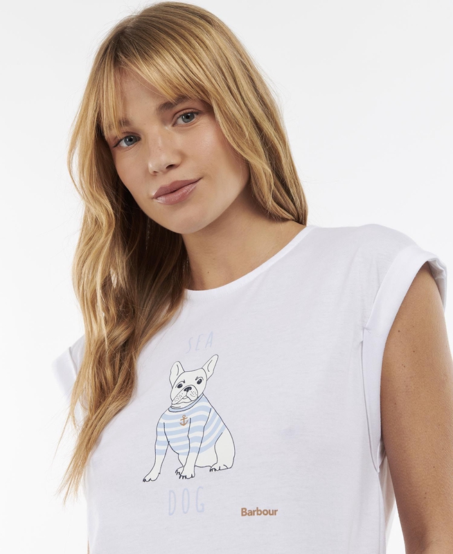 Camiseta Barbour Fairburn Mujer Blancas | 473160-MLJ