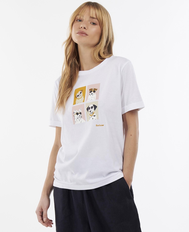 Camiseta Barbour Hopewell Mujer Blancas | 197652-XAU