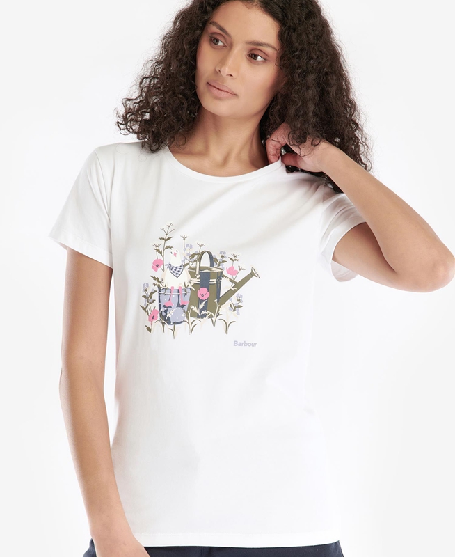 Camiseta Barbour Melrose Mujer Blancas | 846051-ZNB