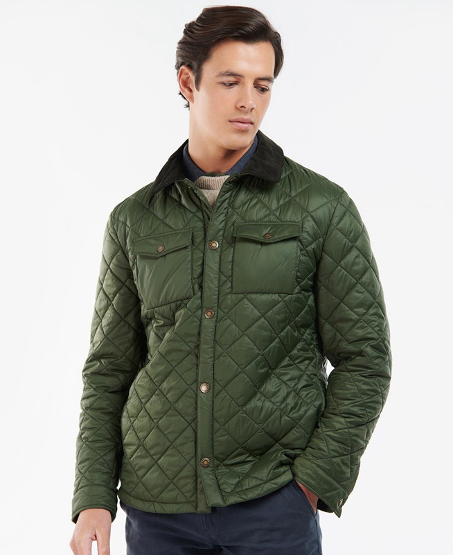Chaqueta Acolchada Barbour Shirt Hombre Verde | 865791-BPX