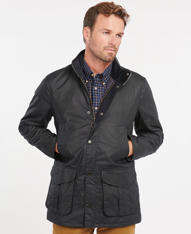 Chaqueta Encerada Barbour Hereford Hombre Azules | 953240-EZX