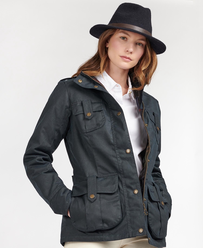 Chaqueta Encerada Barbour Invierno Defence Mujer Azules | 762108-LOX