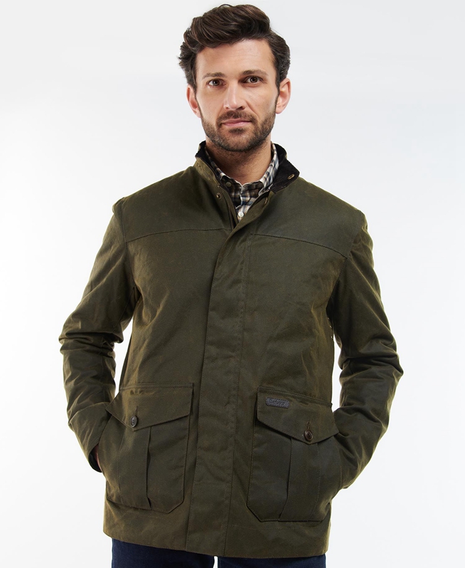 Chaqueta Encerada Barbour Sheldon Hombre Verde Oliva | 780945-LDN
