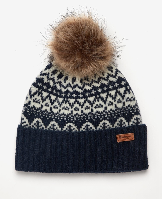 Sombreros Barbour Beanie Alpine Fair Isle Pom Mujer Azul Marino | 486590-QRY